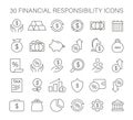 A collection of financial responsibility icons, representing savings,