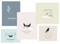 Collection of fine, hand drawn style logos and icons of hands. Esoteric, fashion, skin care and wedding concept Royalty Free Stock Photo