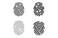 Collection of fingerprint line art icons in minimalistic and modern styles, highlighting individuality and biometrics for tech and