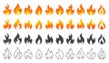 Collection of fire icons. Fire icons set. Fire flames Royalty Free Stock Photo