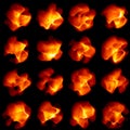 Collection of fireballs isolated on black