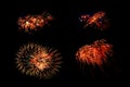 Collection of fireworks. Royalty Free Stock Photo