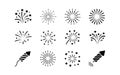 Collection of fireworks and pyrotechnic icons pyrotechnics AI-Generated Royalty Free Stock Photo