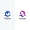 Collection of Fish Sea Food Logo Design Template Royalty Free Stock Photo