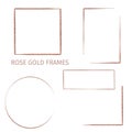 Collection of five rose gold frames, hand drawn
