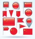 Collection Flag of China, vector illustration.