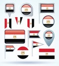 Collection Flag of Egypt, vector illustration
