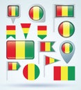 Collection Flag of guinean, vector illustration