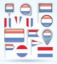 Collection Flag of Luxembourg, vector illustration