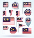 Collection Flag of Malaysia, vector illustration