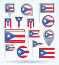 Collection Flag of Puerto rico, vector illustration.