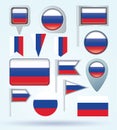 Collection Flag of Russia, vector illustration Royalty Free Stock Photo
