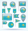 collection Flag set of Kazakhstan, vector illustration