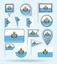 Collection Flag set of San Marino, vector illustration