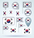Collection Flag of South korea, vector illustration