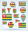 Collection Flag of Togo, vector illustration