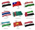 A collection of the flags covering the corresponding shapes from some asian states