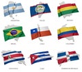 A collection of the flags covering the corresponding shapes from some south american states