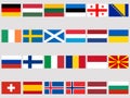 Collection of flags of European countries on a white background. Flag icon set. Vector Royalty Free Stock Photo