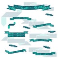 Collection of the flat color textured ribbons