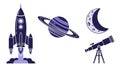 Space Exploration and Astronomy Flat Icons Set Royalty Free Stock Photo