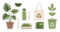 Eco-Friendly Lifestyle Vector Illustration Set Royalty Free Stock Photo