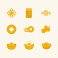 Collection of flat gold Chinese wealth icons