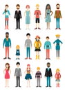 Collection of flat people figures. Various age period.