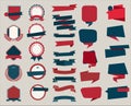 Collection of flat shields badges and labels blue and red retro style Royalty Free Stock Photo