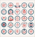 Set of flat shields badges and labels retro style Royalty Free Stock Photo