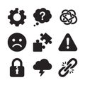 Collection of Flat Silhouette Style Various Problems Solution Icon Symbol Set Royalty Free Stock Photo
