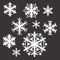 Collection of flat style vector snowflakes. Set of winter minima Royalty Free Stock Photo