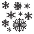 Collection of flat style vector snowflakes. Set of winter minima Royalty Free Stock Photo