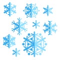 Collection of flat style vector snowflakes. Set of winter icons. Royalty Free Stock Photo