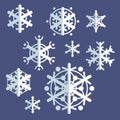 Collection of flat style vector snowflakes. Set of winter icons. Royalty Free Stock Photo