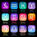 Collection of flat style zodiac signs with gradient backgrounds Royalty Free Stock Photo