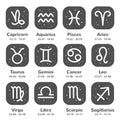 Collection of flat style zodiac signs with names and dates