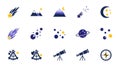 Astronomy and Space Exploration Icons Set Royalty Free Stock Photo