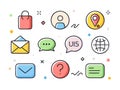 A collection of flat vector icons depicting common digital communication Royalty Free Stock Photo