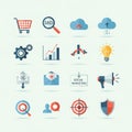 A collection of 16 flat, vector-style Royalty Free Stock Photo