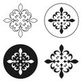 Collection of fleur de lis symbols, black silhouettes - heraldic symbols. Vector Illustration. Medieval signs. Glowing french fleu