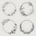 Collection of Floral Circular Wreaths Featuring Elegant Botanical Designs Royalty Free Stock Photo