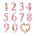 Collection of floral decorated numbers