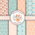 Collection floral seamless patterns.