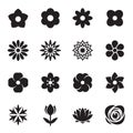 Collection of flower icons isolated on a white background. Vector illustration Royalty Free Stock Photo