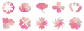 Collection flower pink color isolated icon in spring vector illustration, abstract background texture pattern seamless art design