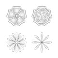 Collection flowers silver ornate isolated on white background, luxury flower petal silver set, silver flowers object metal Royalty Free Stock Photo