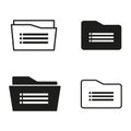 Collection of folder icons. Document organization symbols. File storage and archive signs. Vector illustration. EPS 10. Royalty Free Stock Photo