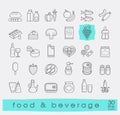 Collection of food and beverage icons.