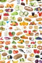 Collection of food and drink background collage healthy eating f Royalty Free Stock Photo